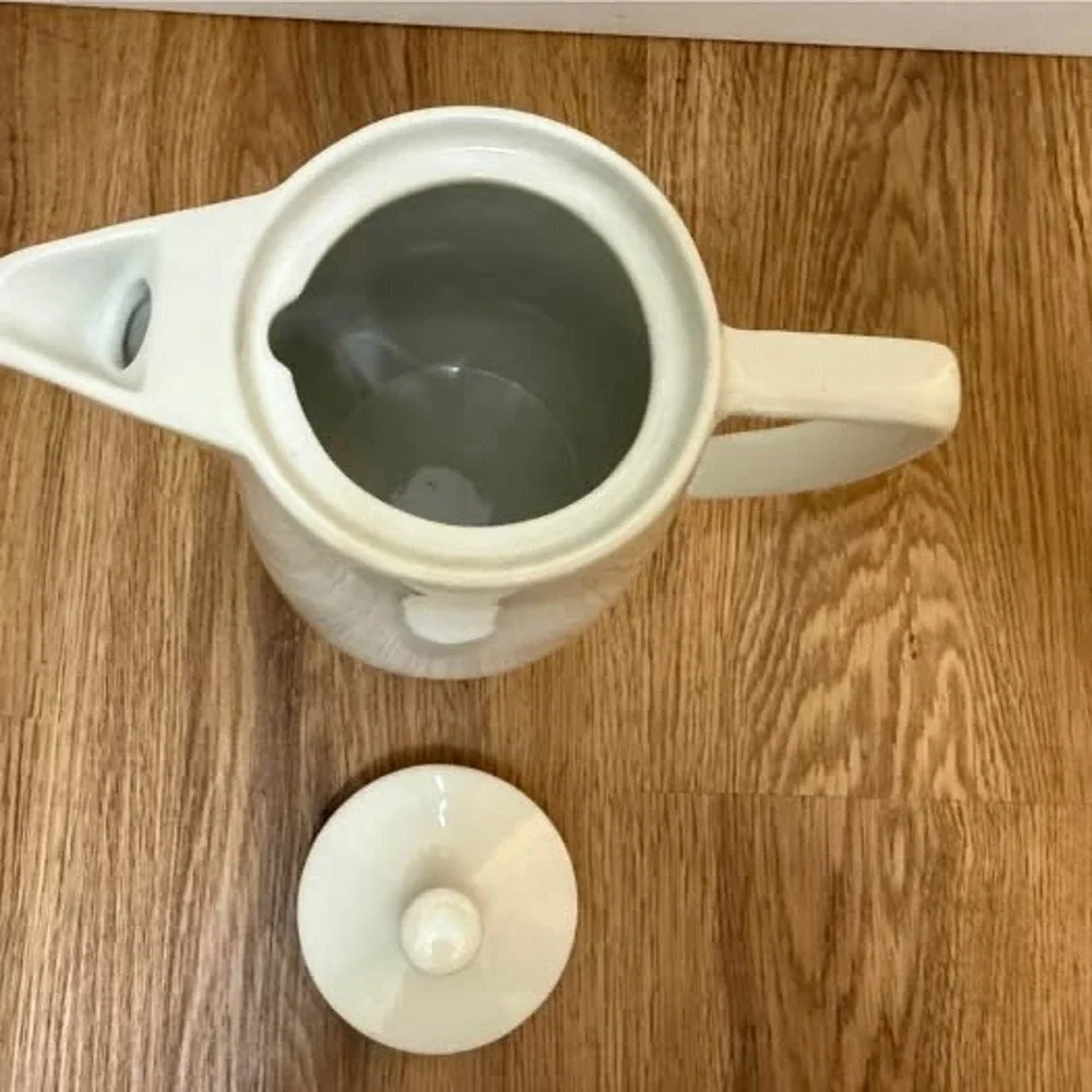 Vintage White Ceramic Teapot / Pitcher – Mid-Century Modern Style – Thailand